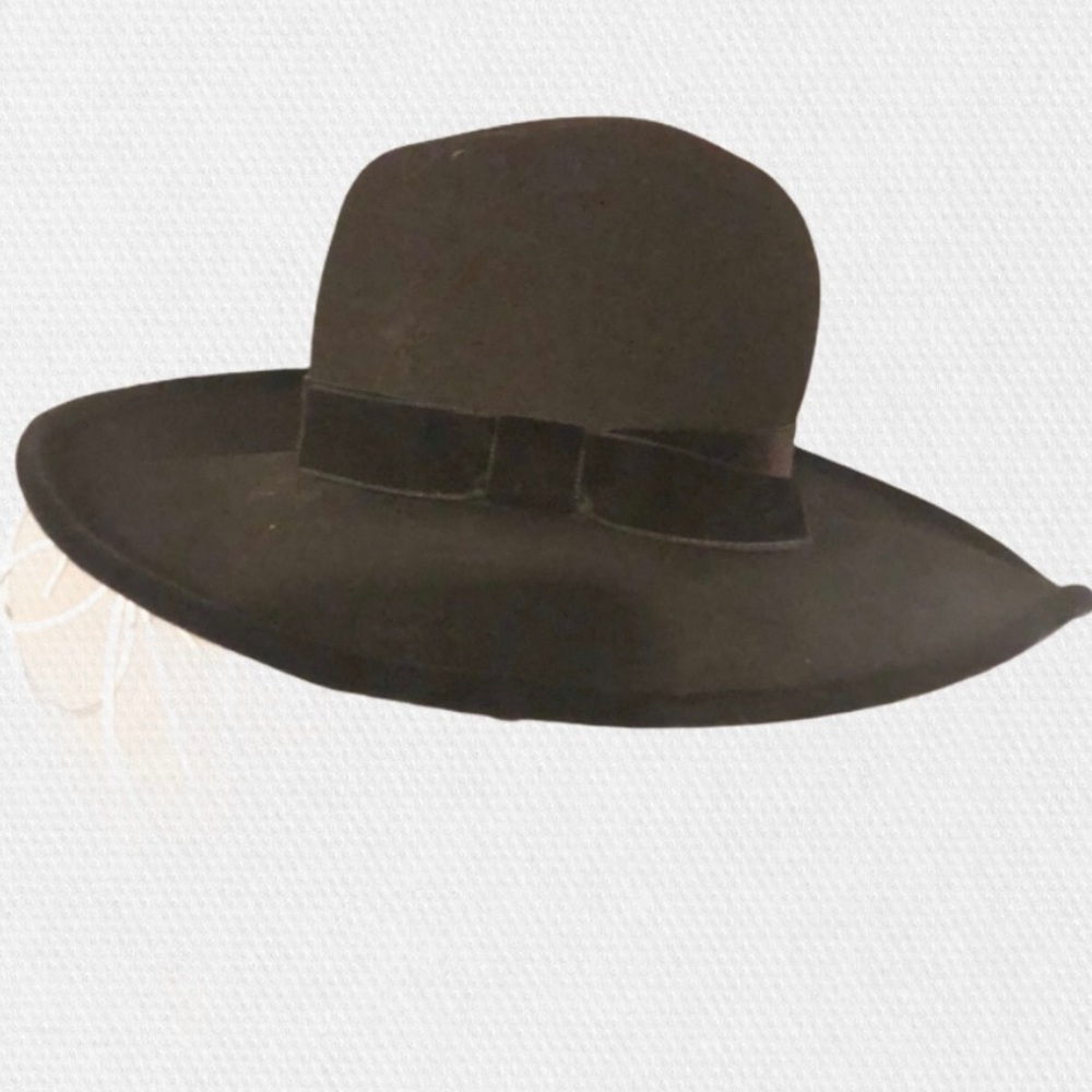 Vintage Bloomingdales Black 100% Wool Wide Brim Hat - Picture 1 of 9